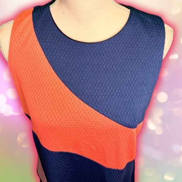 NWOT Hutch Navy Blue Colorblock Quilted Cotton Fit and Flare Dress Size 0X - Picture 6 of 15